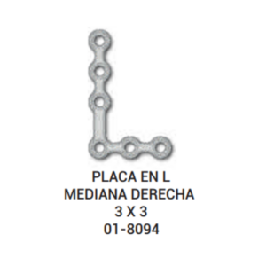 PLACA EN L DERECHA MEDIANA 2.0/0.6(A)3X3 (01- 8094)
